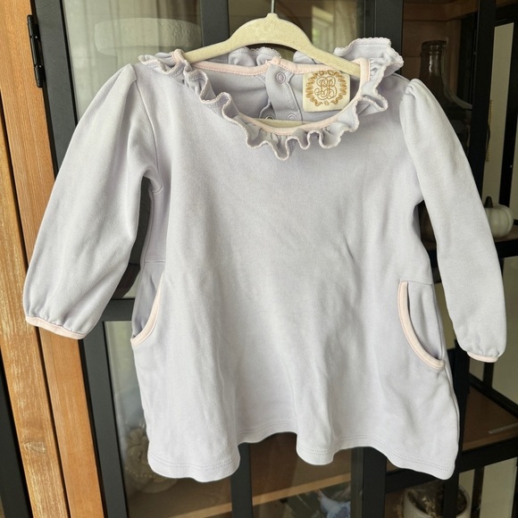 TBBC long sleeve ruffle dress lavender pastel collar toddler baby girl pockets - Picture 5 of 6